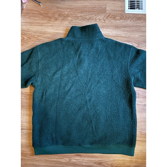 Outdoor Voices MegaFleece Snap Green Collared Sweatshirt - Wool Blend Size Med - Picture 5 of 7